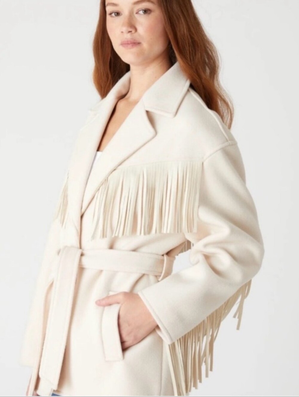 Blank NYC Cream Fringe Open-Front Jacket 🔥😮‍💨🫰🏾(NWOT) - Picture 2 of 3